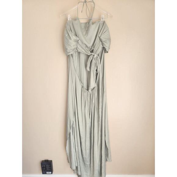 NWT Anthropologie Tie-Back Halter Pleated Maxi Dress Size Plus 1X Mint #MD416 - Picture 7 of 12